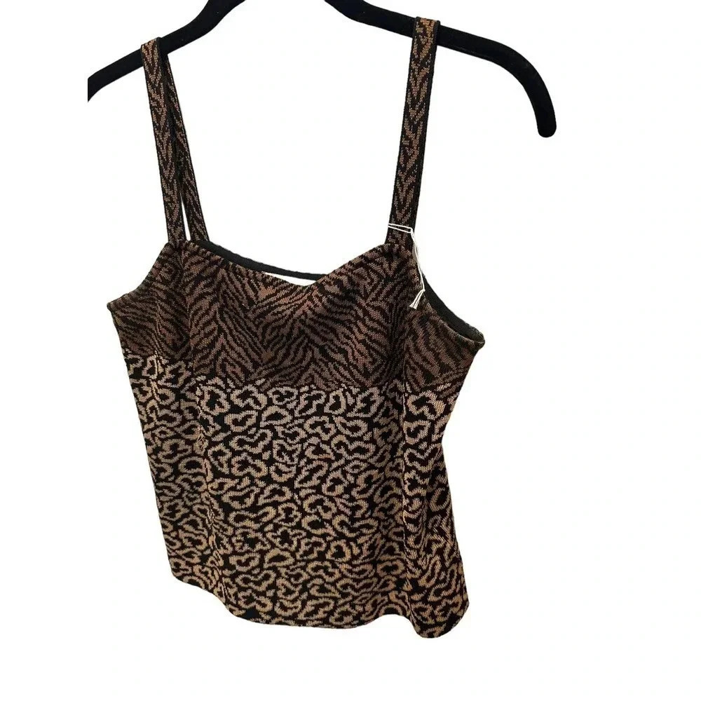 St. John Collection Jacquard‎ Knit Animal Print Sleeveless Tank Top Size P